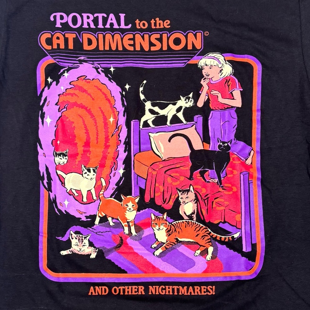 Steven Rhodes Portal To The Cat Dimension Cotton Tee Shirt Black Size Small New — image 7 of 8